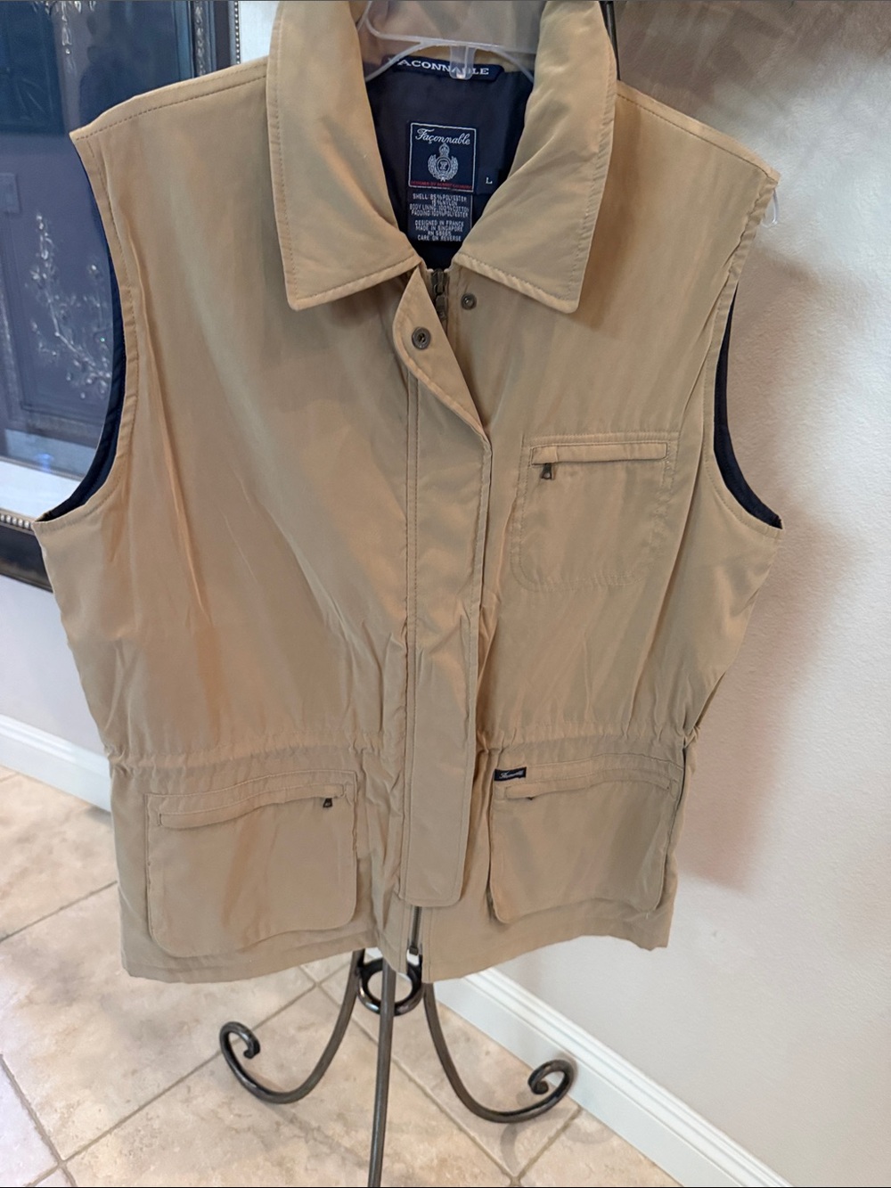 Faconnable Tan Lightweight Sleeveless Utility Vest